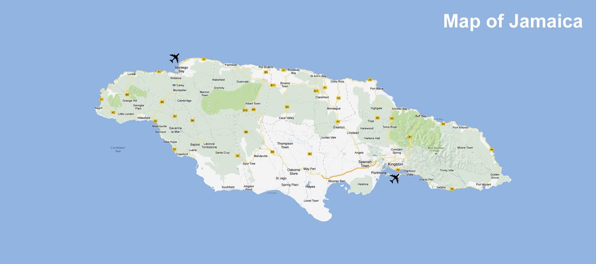 Mapa уиннифред plaży Jamajki
