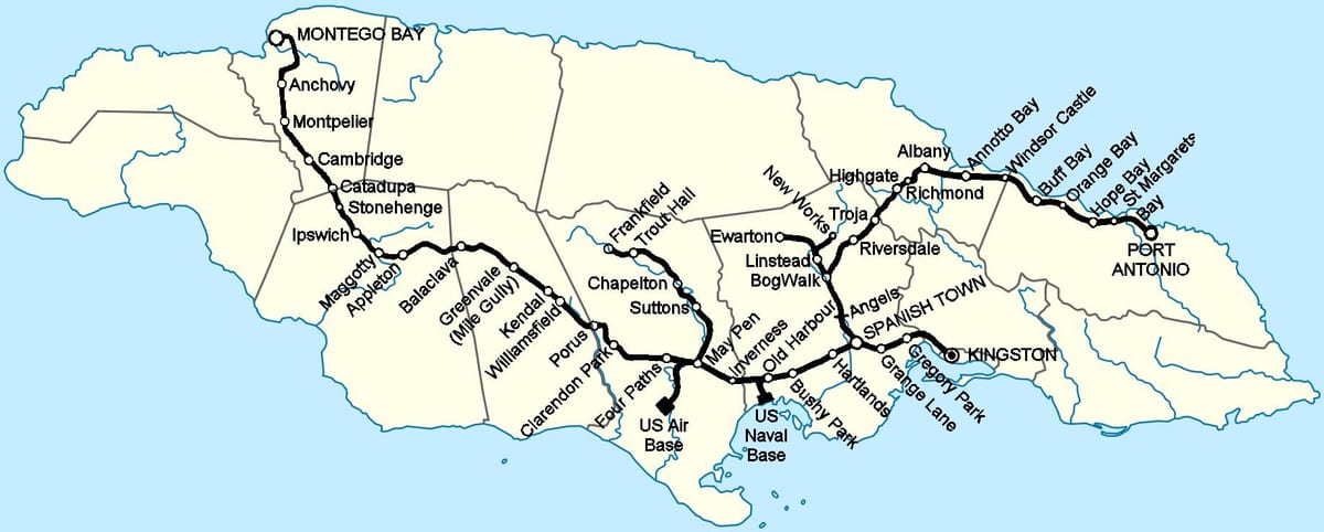 Mapa Jamajki Dworzec