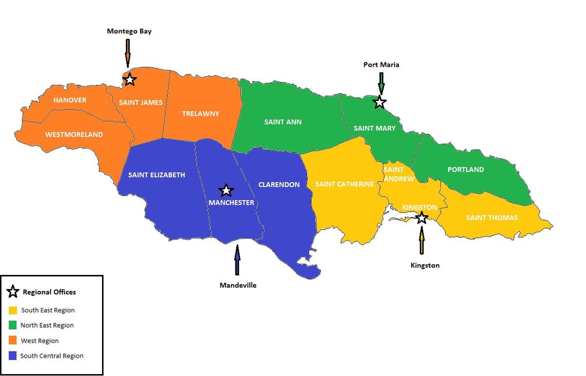 Mapa gospodarczych Jamajka