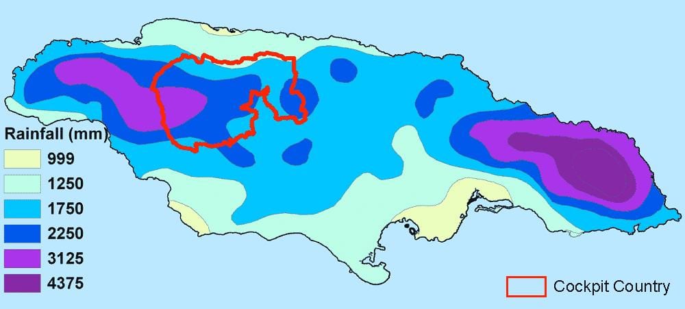 Mapa Jamajki klimat