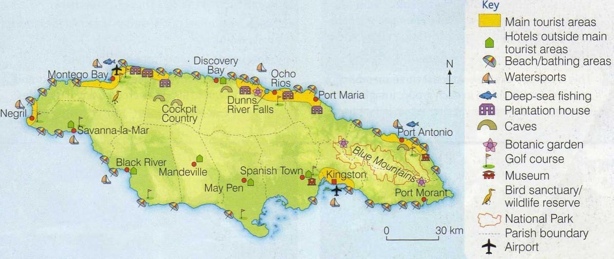 Mapa Jamajki wyświetlono kurorty