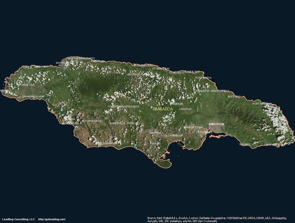 Mapa powietrznych Jamajka