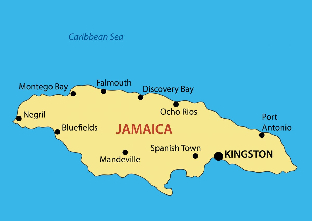 Mapa Jamajki miast