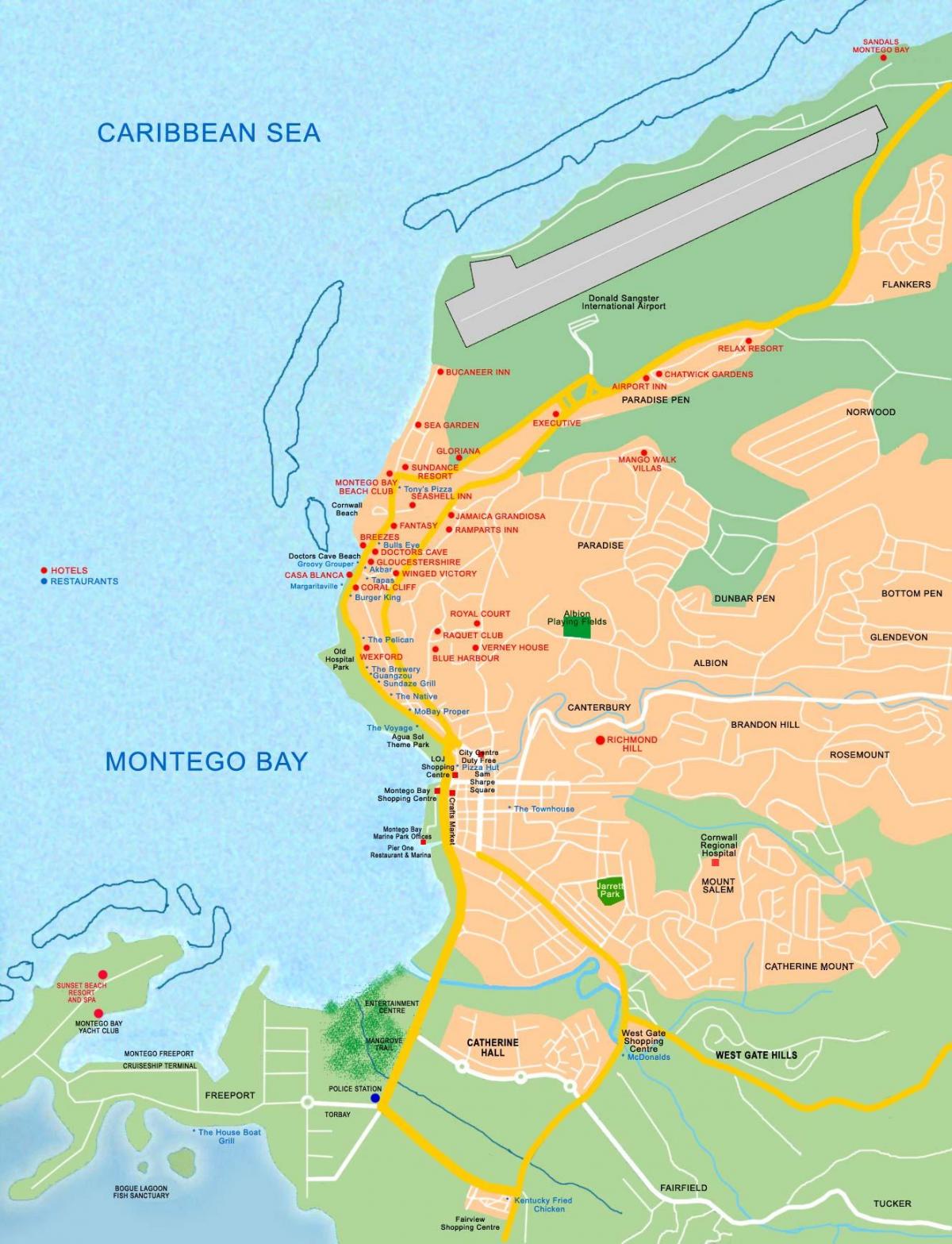 montego Bay, Jamajka na mapie