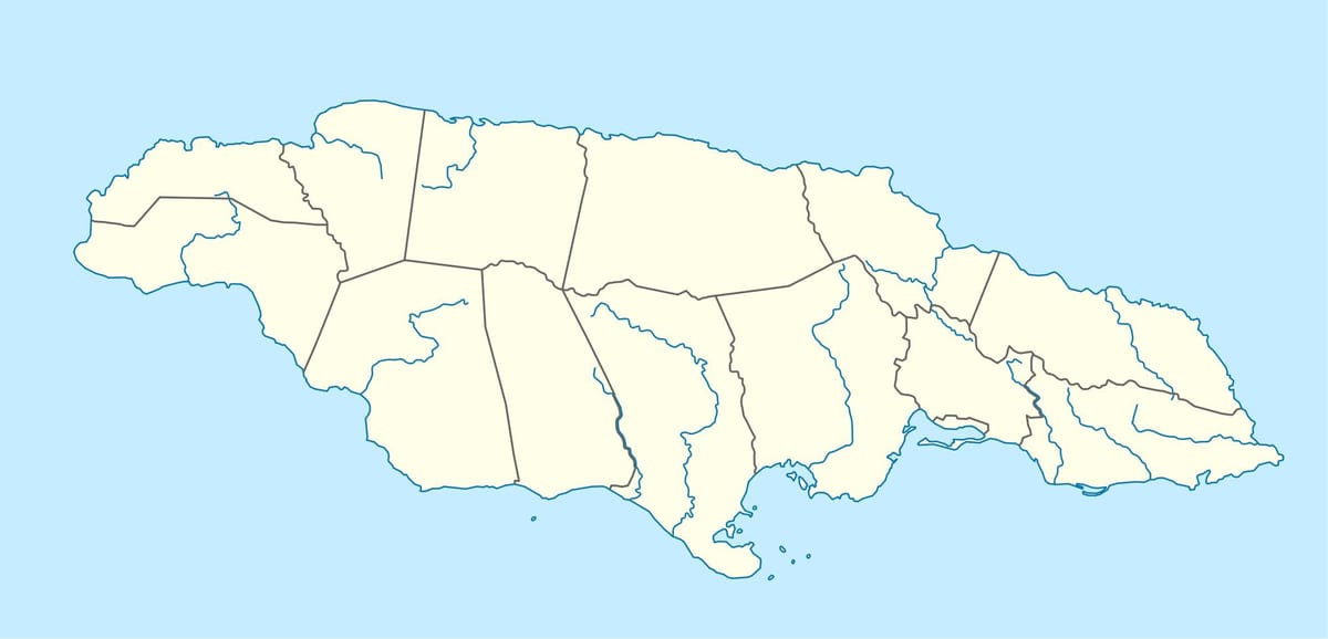 mapa Jamajki, pokazując rzek