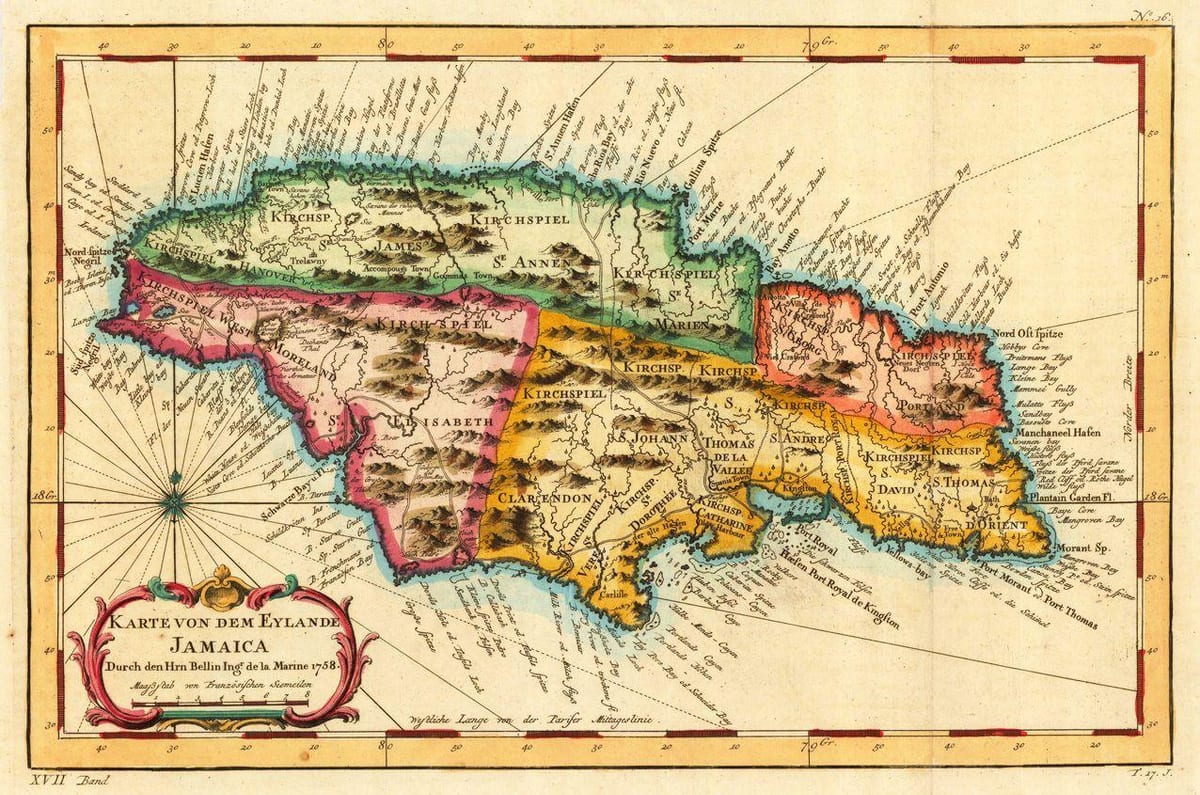 Mapa vintage Jamajka