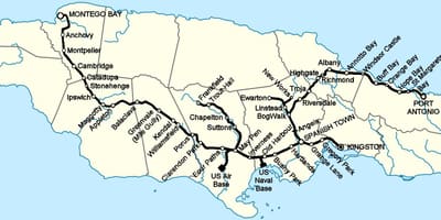 Mapa dworca kolejowego stationname, Jamajka 