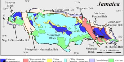 Mapa geologicznych Jamajka