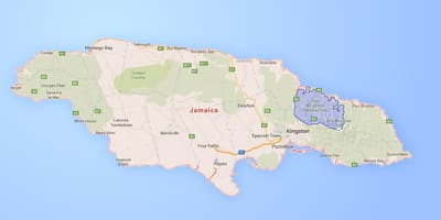 Mapa góry błękitne Jamajki
